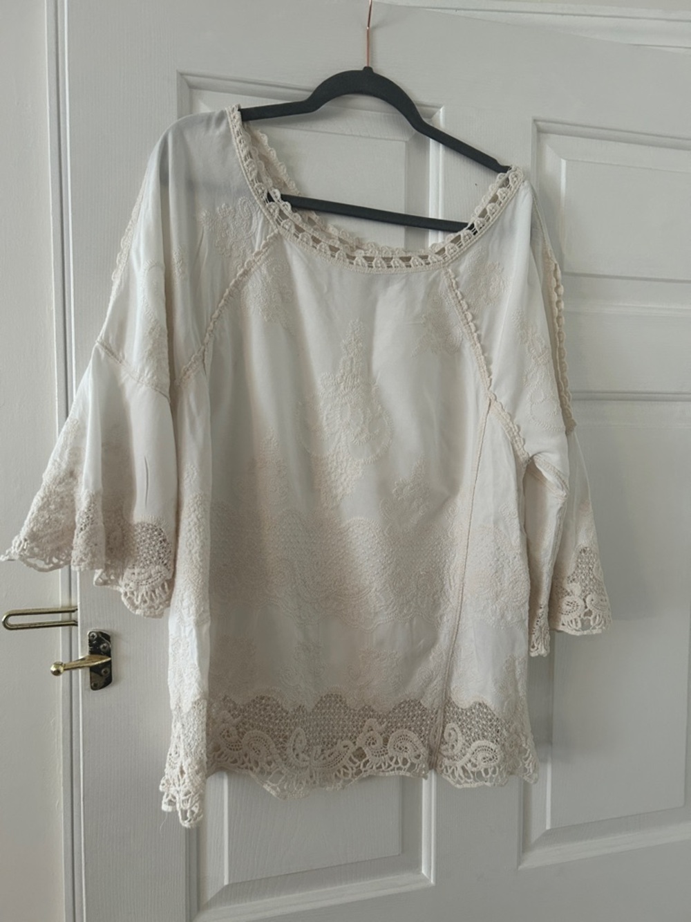 Top - Pretty top with delicate lace/ slits on side of sleeve detail!